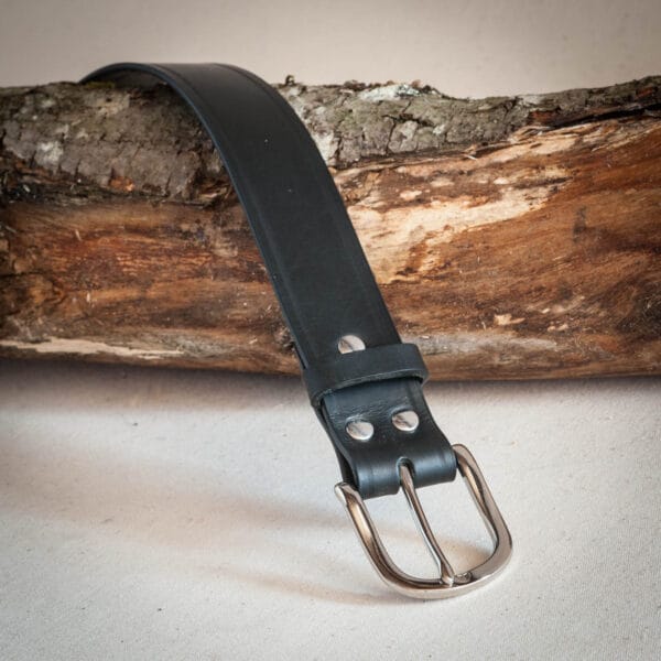 Ceinture en cuir boucle manille, laiton massif, largeur 35 ou 40 mm