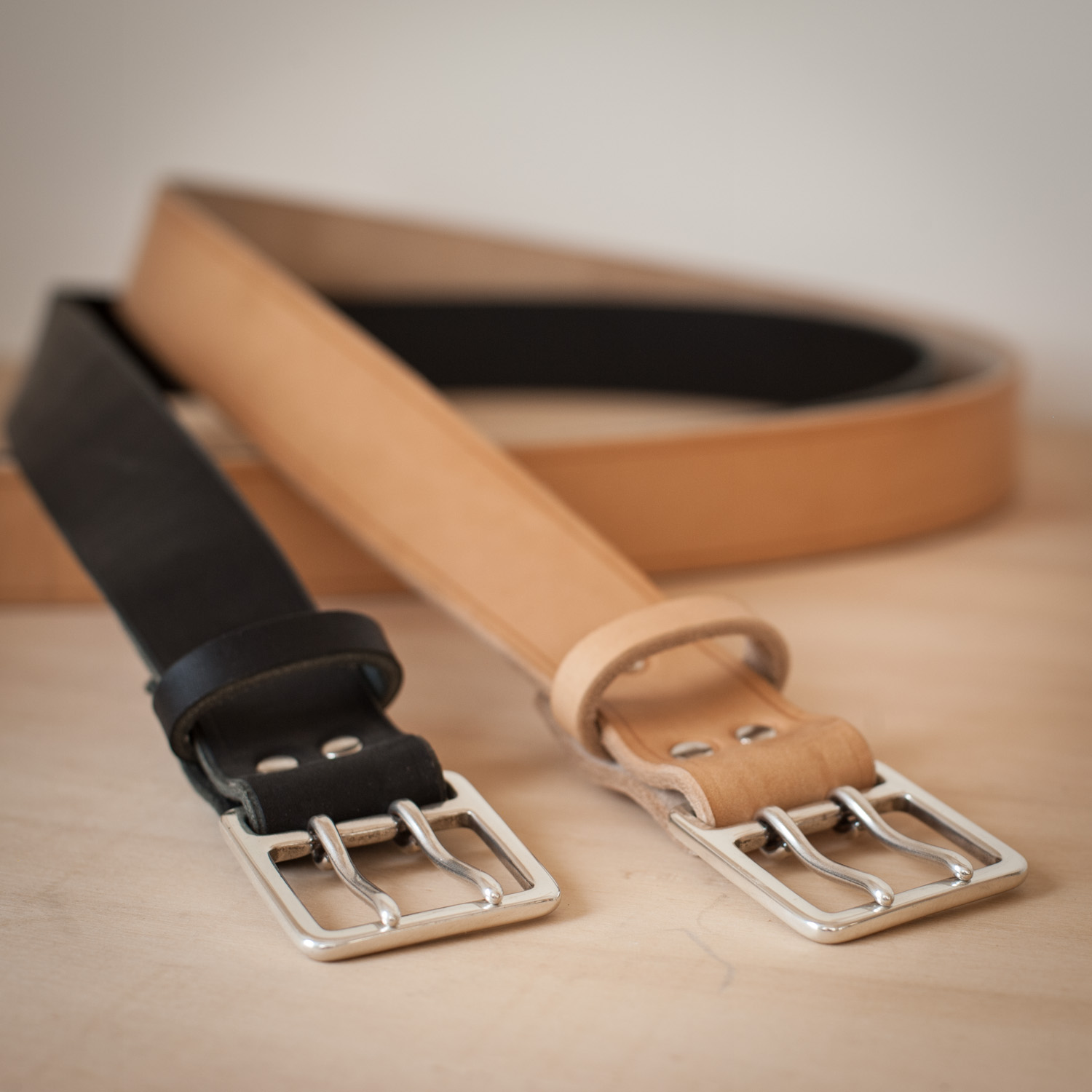 Lanière-Passant pour ceinture en cuir - Double croupon - Marron