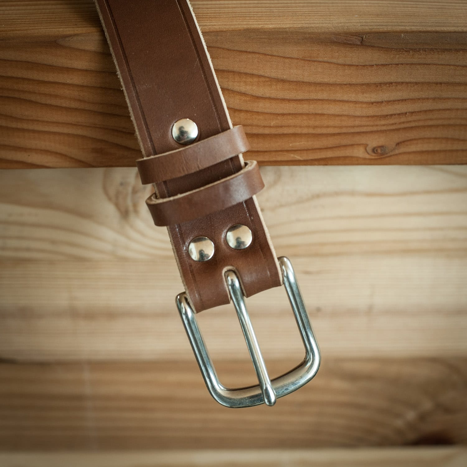 ceinture cognac inox