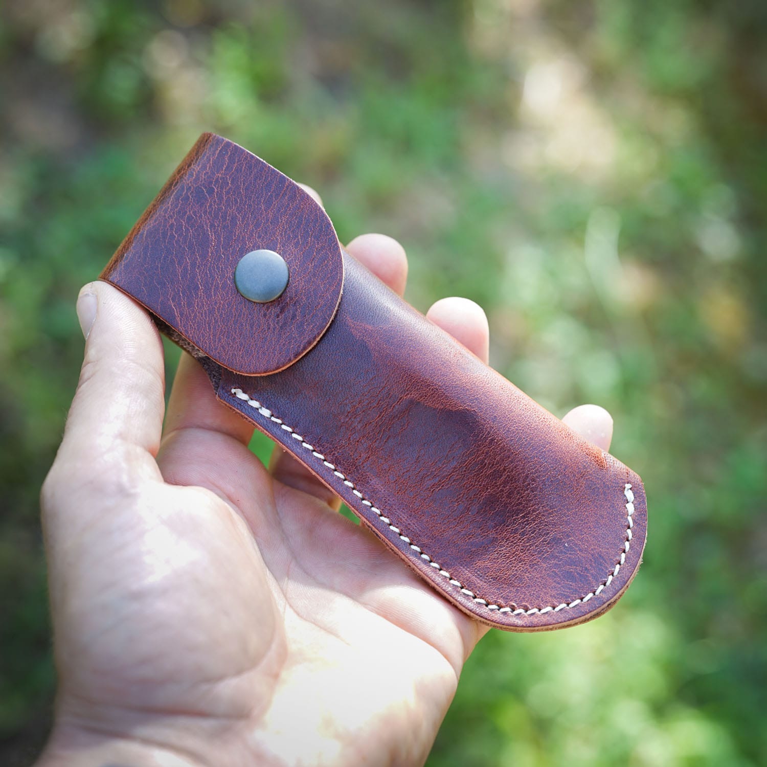 etui couteau cuir vintage